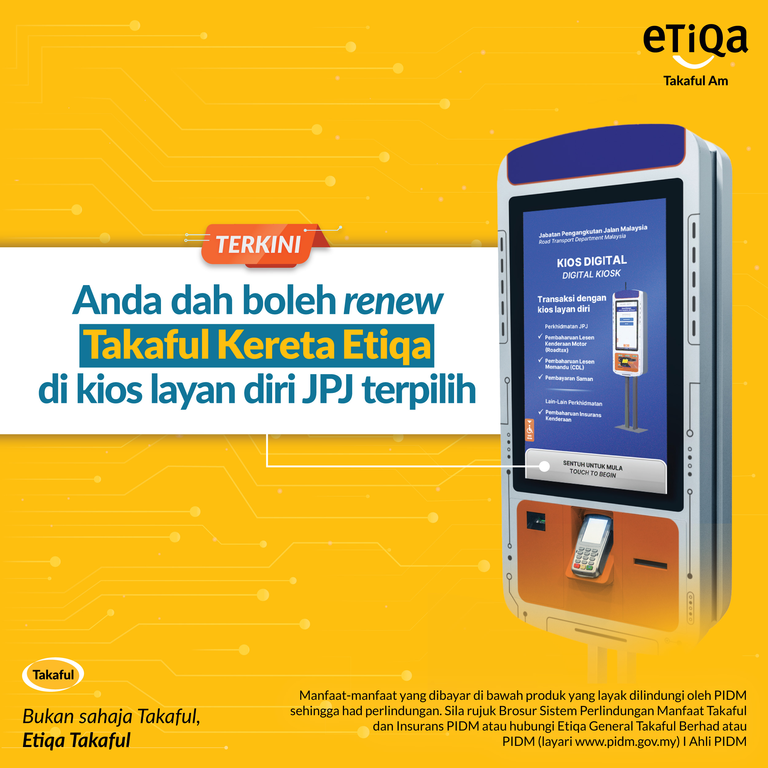 Kios Layan Diri JPJ: Renew Takaful Kereta Etiqa Di Sini